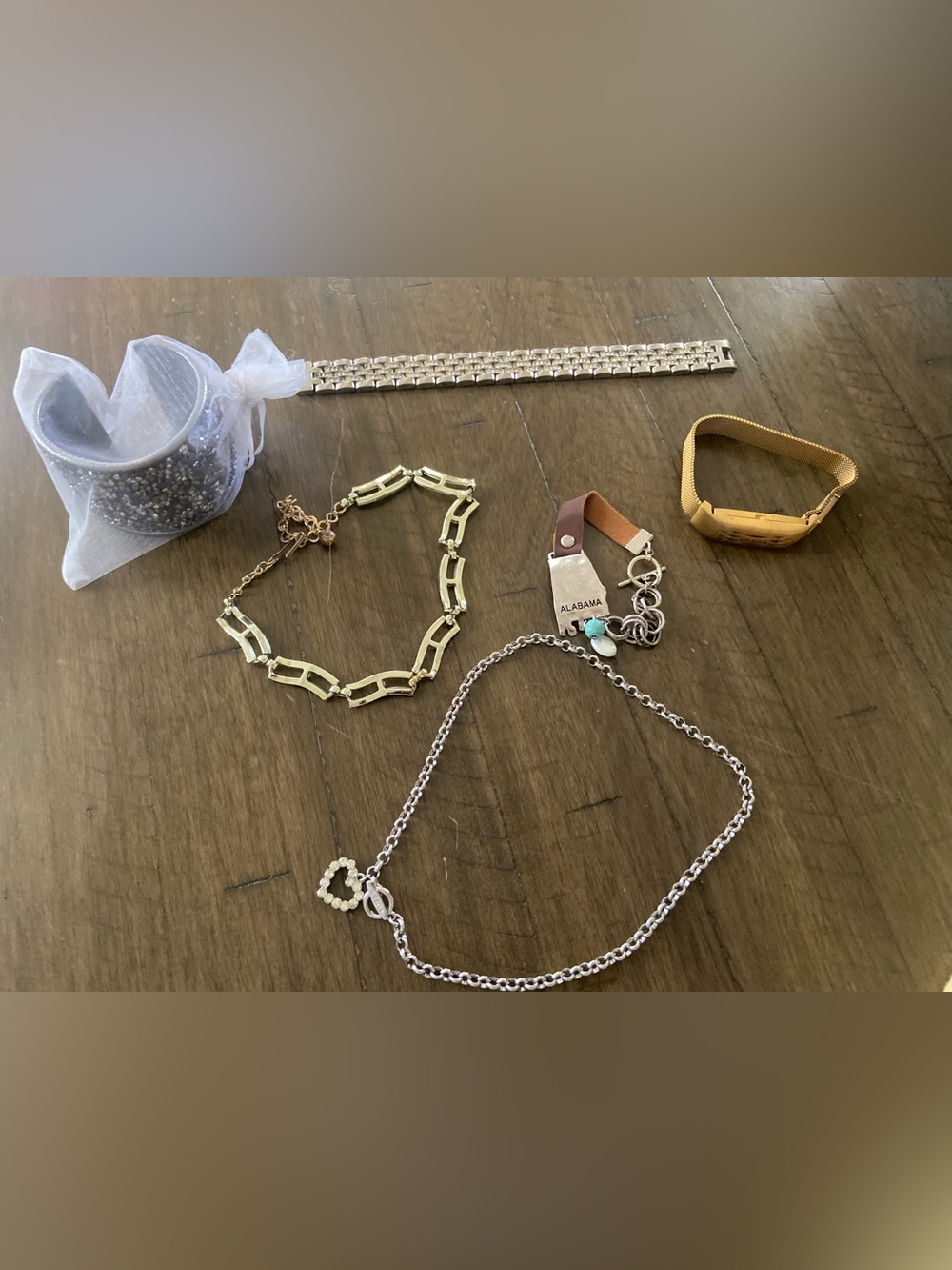 Bracelet lot heavy duty Silver Heart Link Necklace gold / silver Women's Jewelry